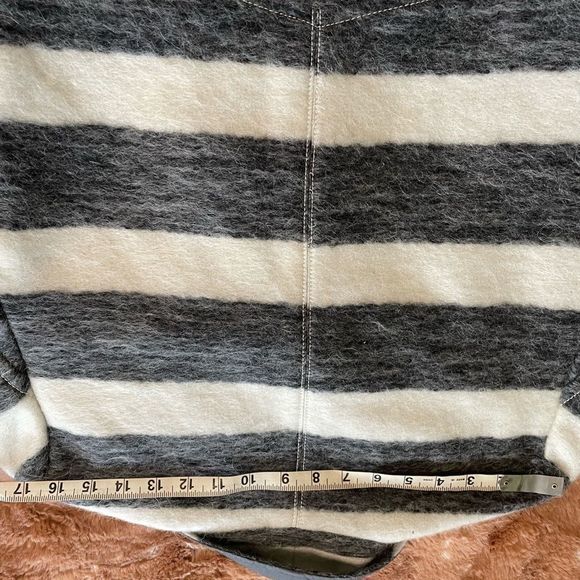 Marc by Marc Jacobs - Asymmetrical, Grey and White Striped Wool Moto Jacket - Picture 7 of 16